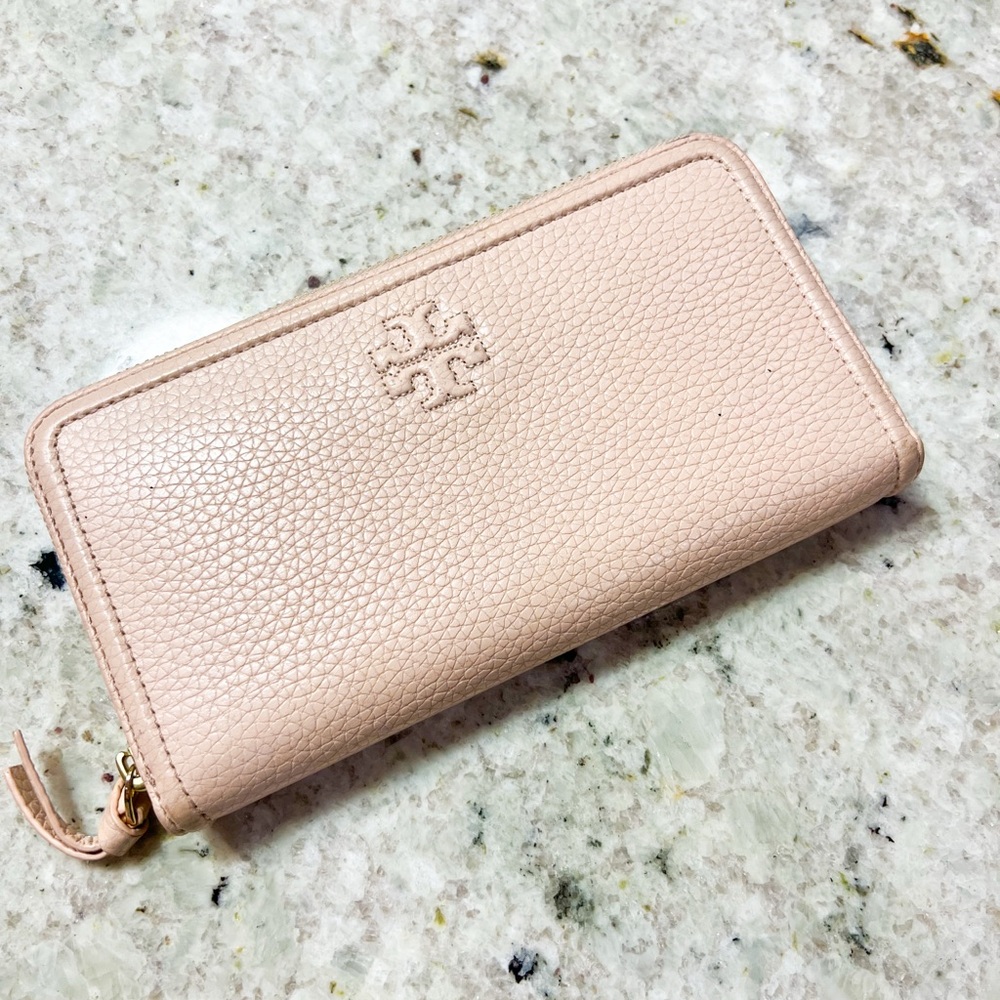 Tory Burch Sweet Melon (Blush Pink) Zip Wallet